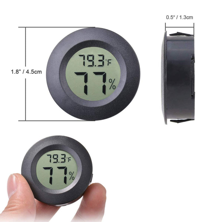 4-pack Mini Hygrometer Thermometer Fahrenheit or Celsius Meter Digital LCD Monitor Indoor Room Round Humidity Temperature Gauge for Humidors Home Humidifiers Car Greenhouse Babyroom