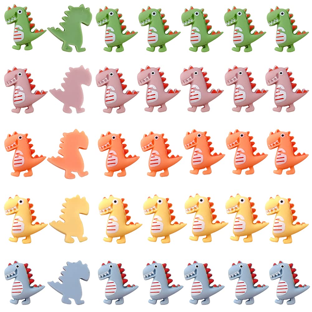 50 Pcs Colorful Cute Dinosaur Shape Resin Flatback Slime Charms for Scrapbooking Embellishment DIY Craft Jewelry Making Ornament Hair Clips