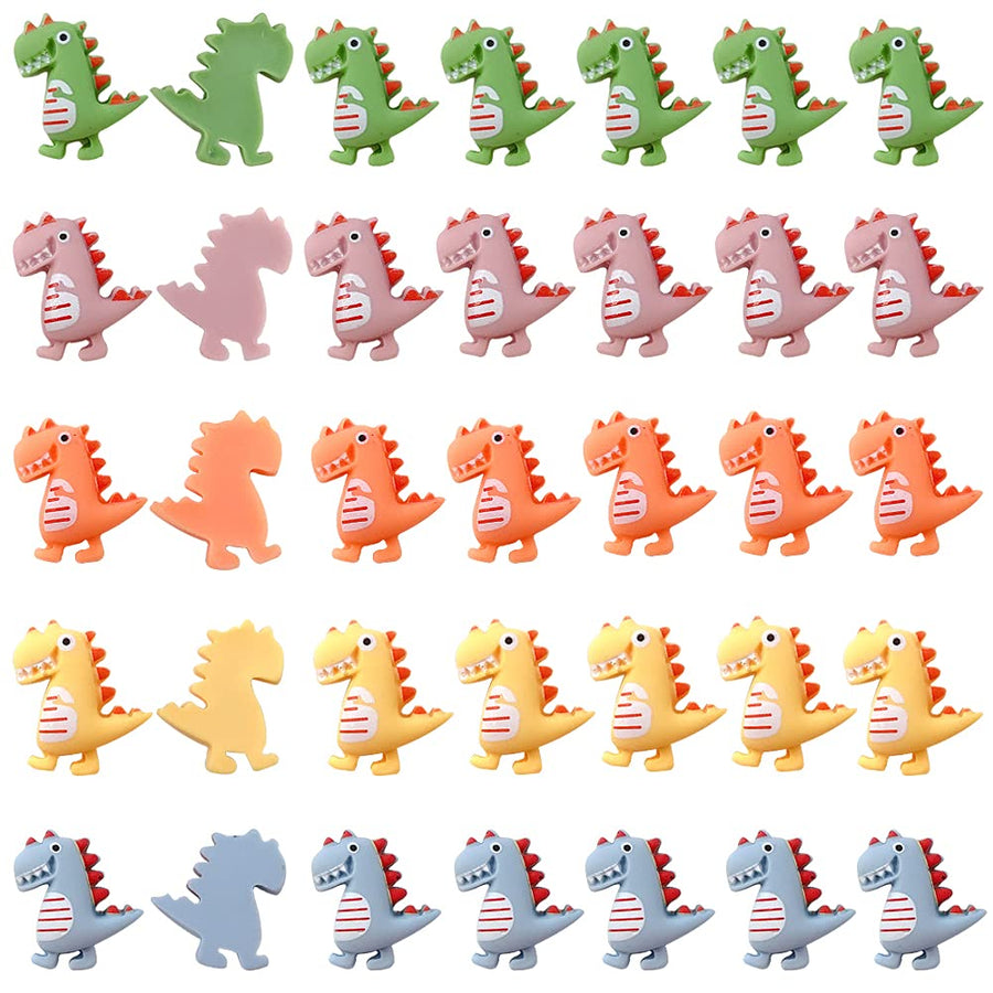 50 Pcs Colorful Cute Dinosaur Shape Resin Flatback Slime Charms for Scrapbooking Embellishment DIY Craft Jewelry Making Ornament Hair Clips