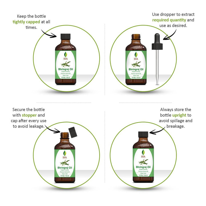 SVA Bhringraj Premium Carrier Oil 4oz (118ml) With Dropper for Hair Oiling, Scalp Massage & Skin Care