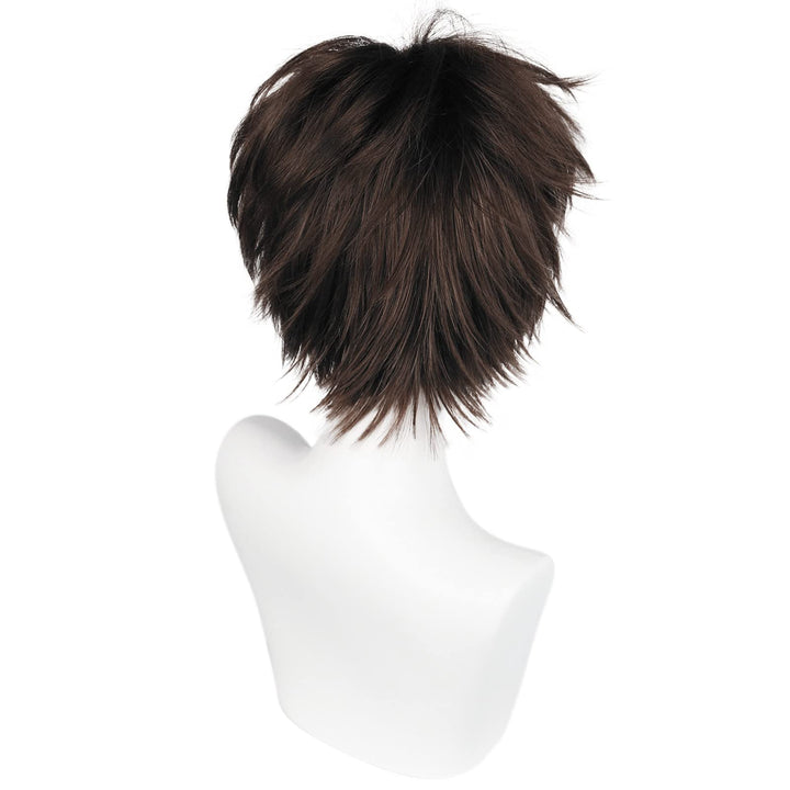 Wig Cap Short Brown Wig Cosplay Wigs Natural Style with Bangs Synthetic Hair For Halloween Wig For Women Men Dress Up Wig For Anime Cartoon Costume Party Wig