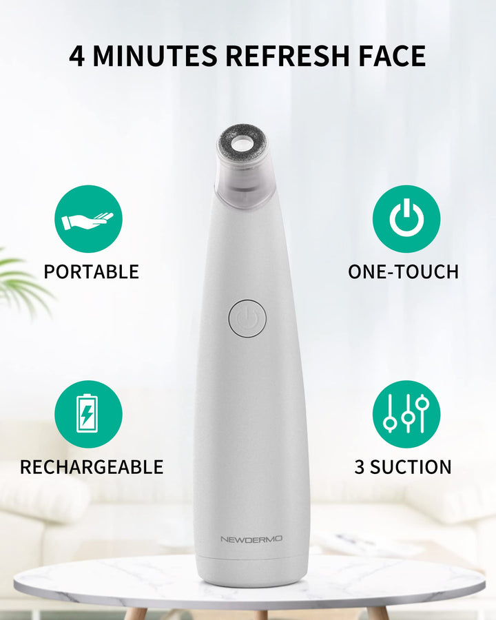 2-in-1 Microdermabrasion Machine for Facial, Diamond Microdermabrasion Device USB Rechargeable - Advanced Home Facial Treatment Machine (White)