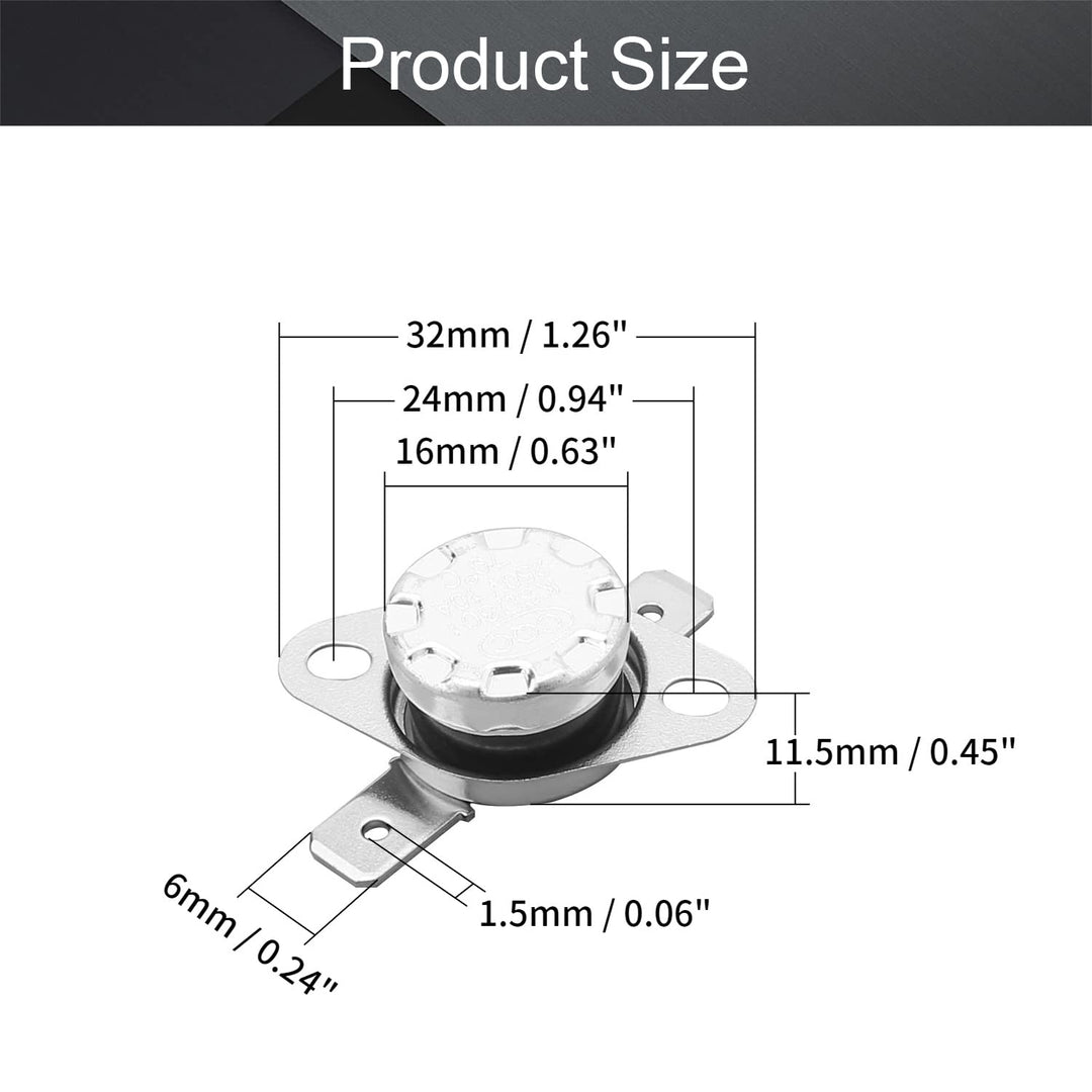 5Pcs KSD301 Thermostat 70°C/158°F Normally Closed N.C Snap Disc Limit Temperature Control Switch Microwave Thermostat Thermal