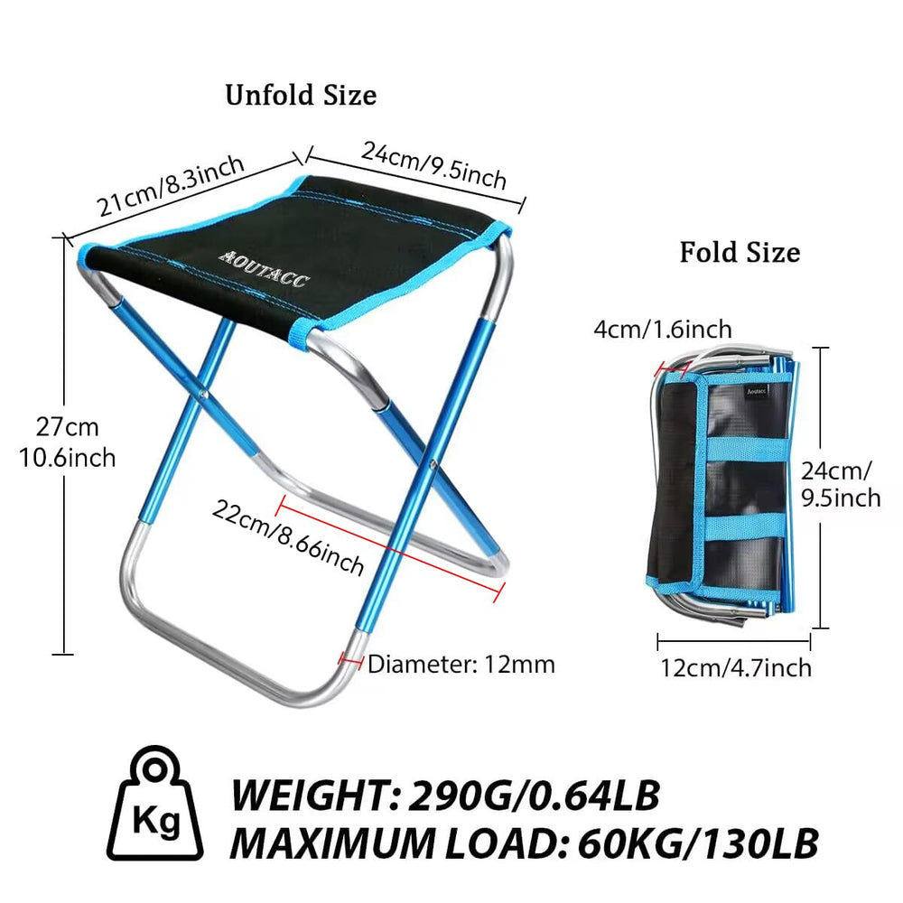 Camping Stool, Portable Folding Stool for Outdoor Travel Walking Hiking Fishing Garden Golf Beach, Foldable Camping Seat with Carry Bag (Blue - 8.3x9.5x10.6)