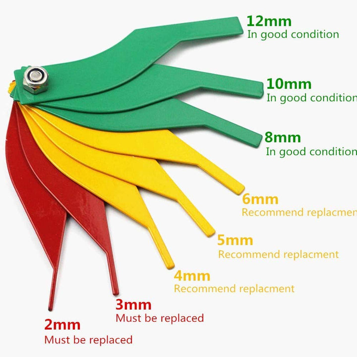 Brake Lining Thickness Gauge, Car Automotive Brake Pad Measuring Ruler Tool, Measure Disc and Drum Brake Pads Feeler Gauge, Color-Coded,SAE & Metric,Durable Steel Brake Rotor Gauge Father'Day Gift