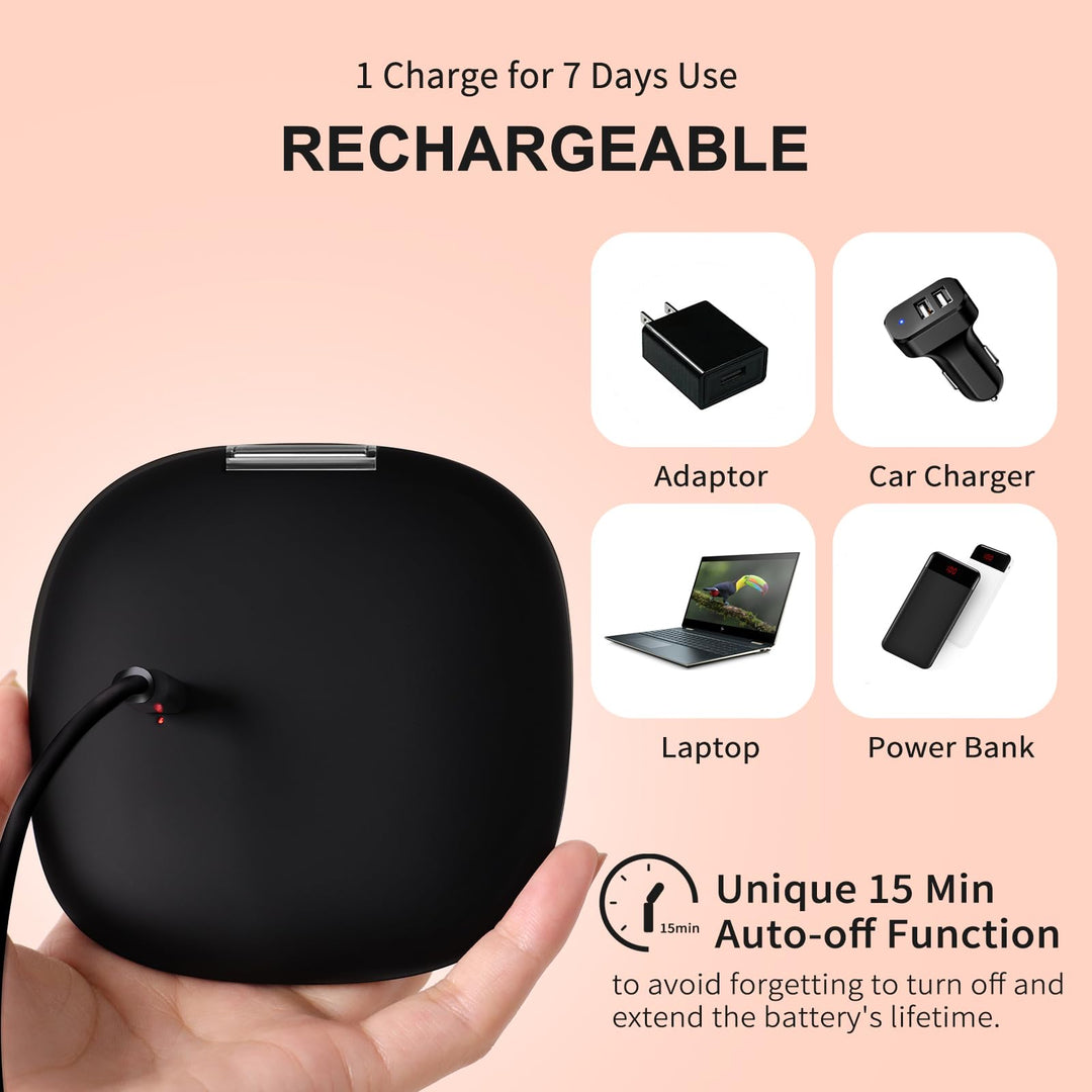 Compact Mirror with Light, Lighted Travel Makeup Mirror 1x/10x Magnifying- 56 LED Lights, Touch Sensor, 3 Colors & Brightness Dimmable- Magnetic Closure, Rechargeable (Black)