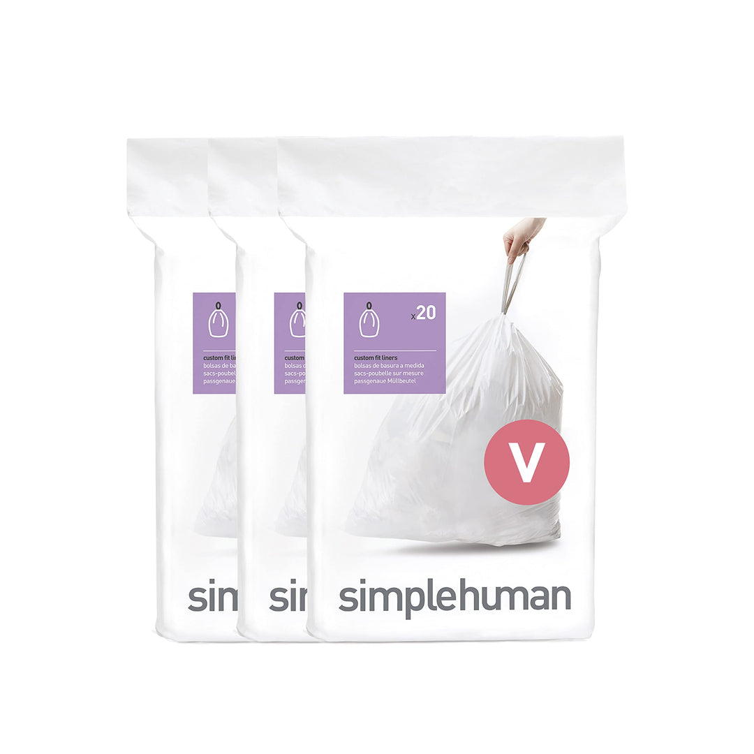 Code V 60 Count, Genuine Custom Fit Liners, Drawstring Trash Bags in Dispenser Packs, 16-18 Liter / 4.2-4.8 Gallon, White