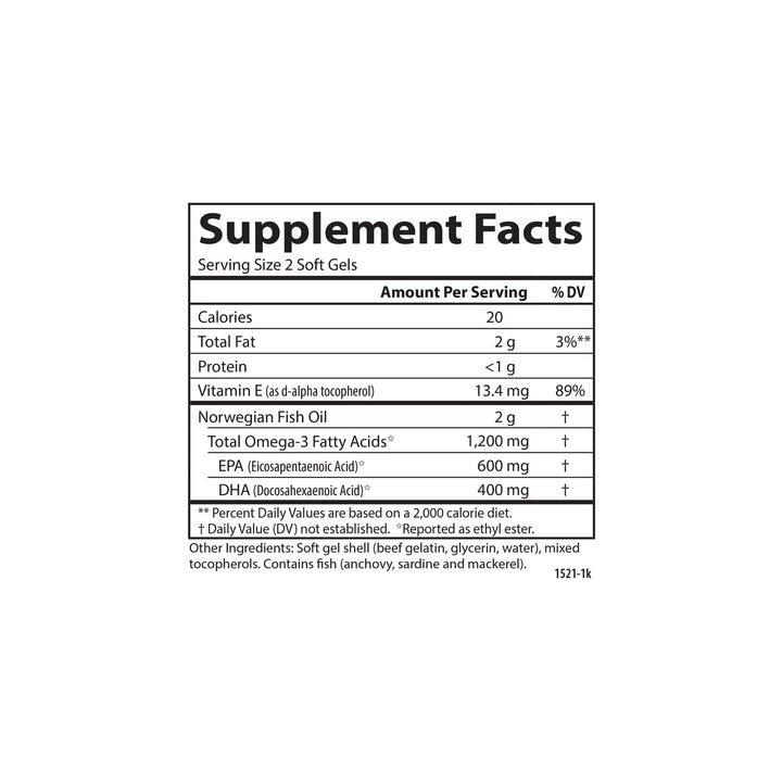 - Super Omega-3 Gems, 1200 mg Omega-3s, with EPA and DHA, Wild Caught Norwegian Fish Oil Supplement, Sustainably Sourced Fish Oil Capsules, Omega 3 Supplements, 100 Softgels