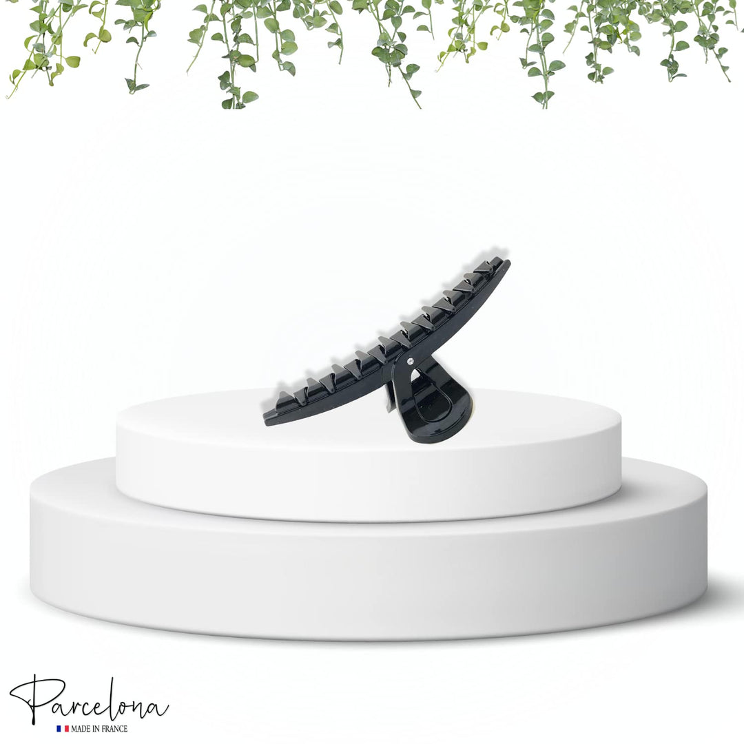 France Pinch Black Covered Spring Crystal Jaw Hair Claw Clip Clamp Clutcher with Inner Teeth