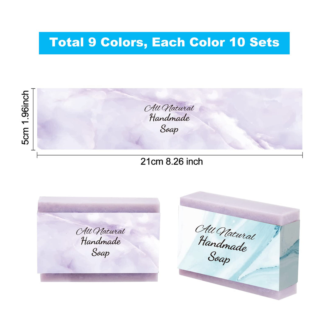 90pcs Marble Soap Wrappers, 9 Styles Soap Packaging Paper Soap Wrap Paper Tape Vertical Soap Paper Tag Soap Sleeves Covers for Homemade Soap Bar Packaging