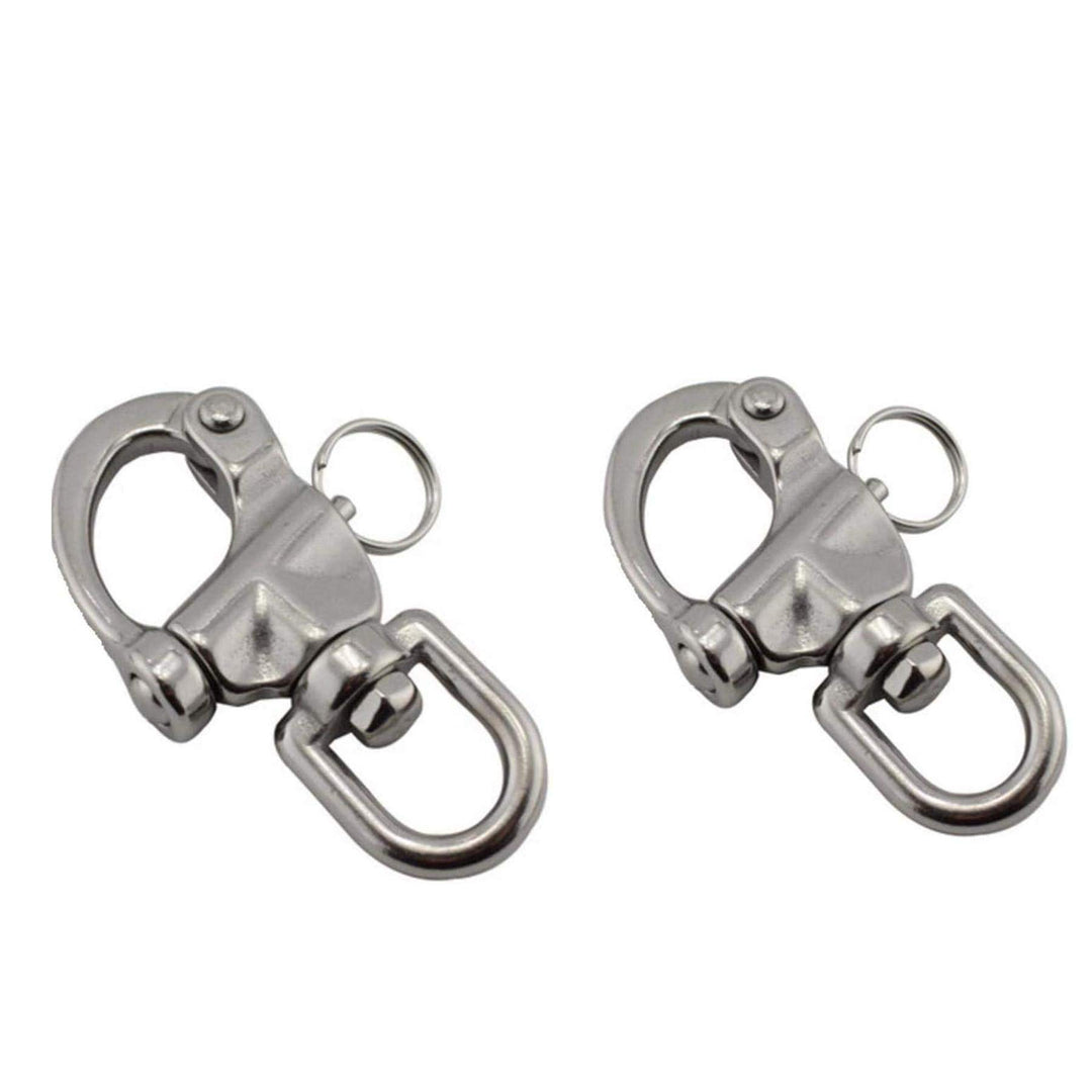 NRC&XRC Pair 5IN(128mm) Jaw Swivel Eye Snap Shackle Quick Release Bail Rigging Sailing Boat Marine Stainless Steel Clip Pair