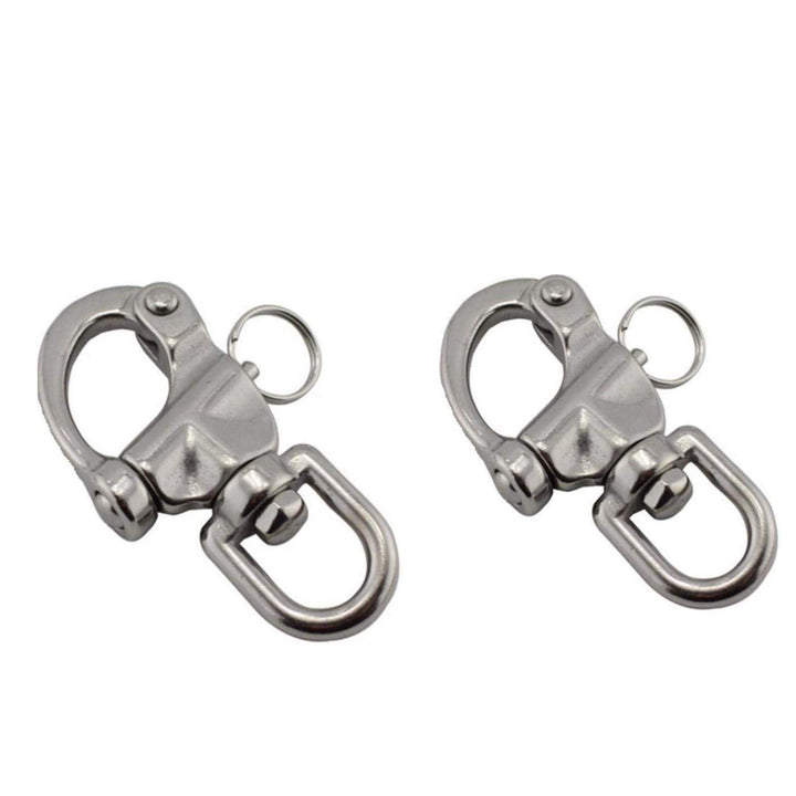 NRC&XRC Pair 5IN(128mm) Jaw Swivel Eye Snap Shackle Quick Release Bail Rigging Sailing Boat Marine Stainless Steel Clip Pair