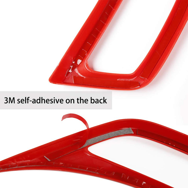 Wheel Eyebrow Side Air Conditioning Vent Decoration Cover Trim for Jeep Wrangler JL JLU Gladiator JT 2018-2024(2pcs,red,ABS)