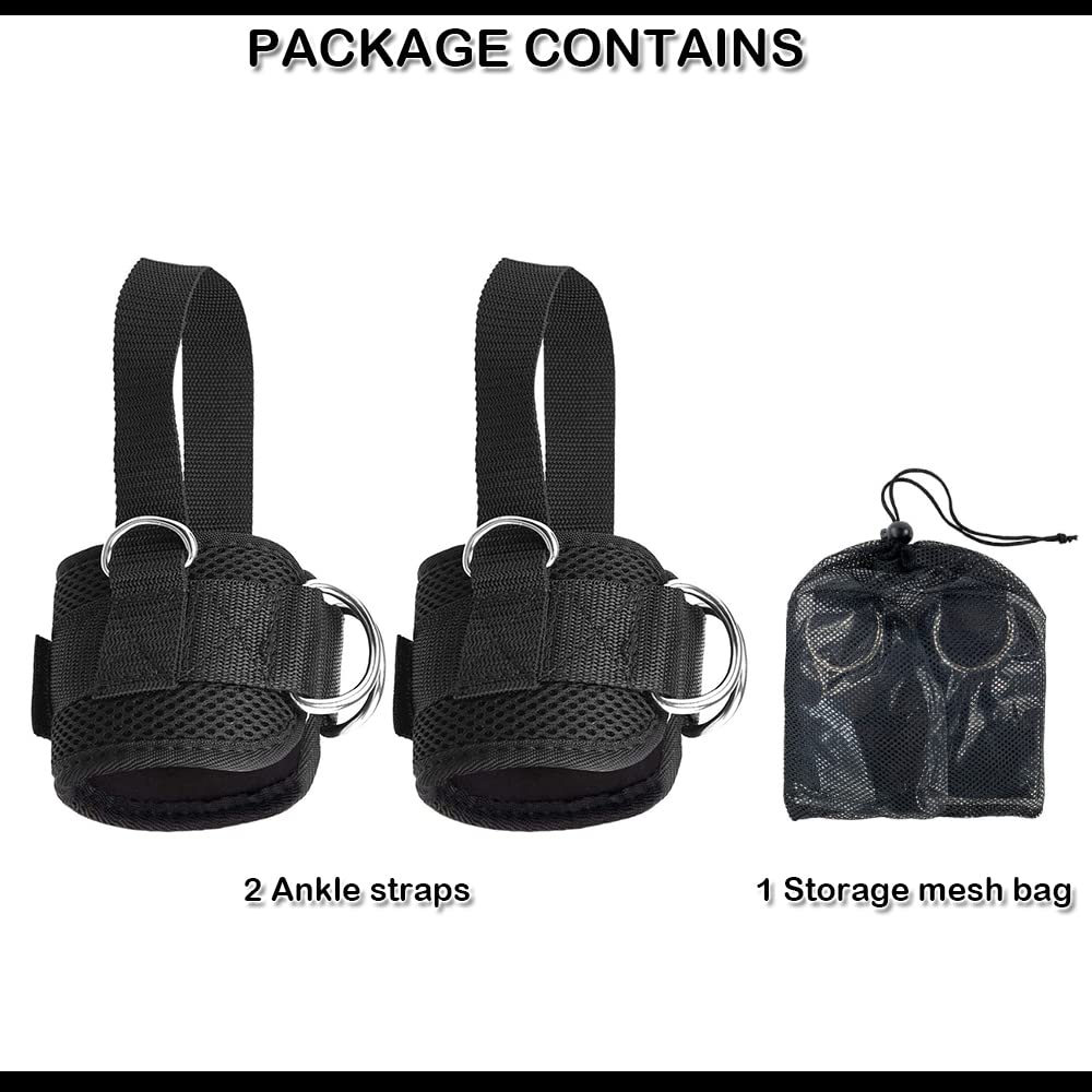 Ankle Straps for Cable Machines,Adjustable Comfort fit Neoprene, Reinforce Double D-Ring - Premium Ankle Cuffs to Improve Abdominal Muscles, Lift The Butts, Ankle Cuffs for Men & Women Gym Accessories