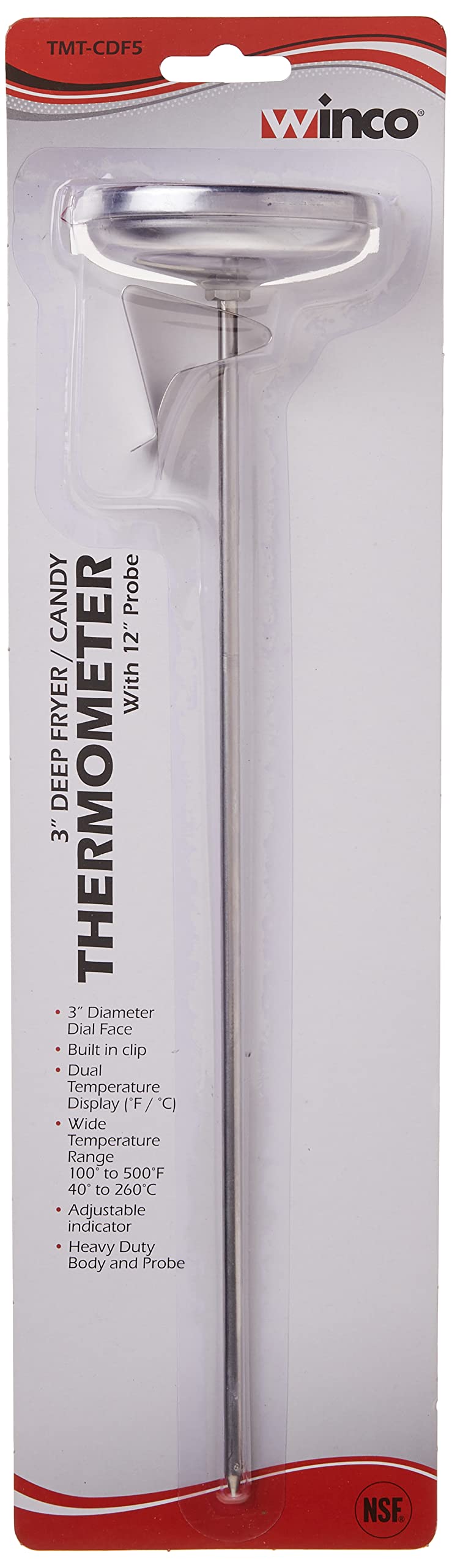 - TMT-CDF5 3-Inch Dial Deep Fry/Candy Thermometer with 12-Inch Probe