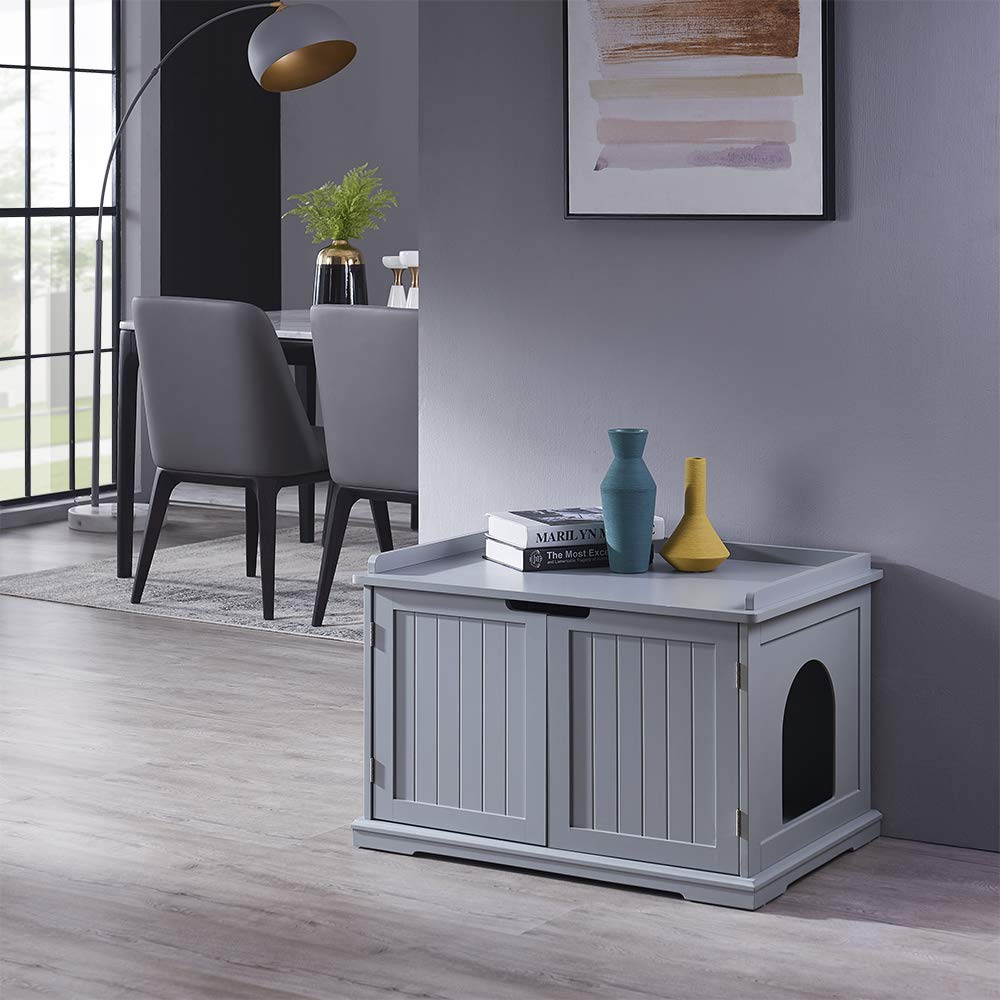 Cat Litter Box Enclosure Furniture, Cat Washroom, Hidden Litter Box Cover, Cabinet for Large Cat, Dog Proof Cat Litter Boxes, Hideaway Litter Box, Cat House, Grey