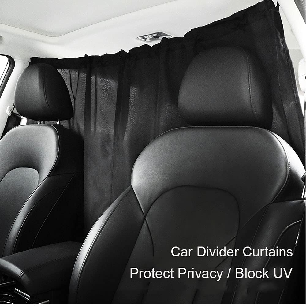 Car Divider Curtains Sun Shade-Privacy Travel Nap Night Car Camping Detachable Simple Curtain(Black)