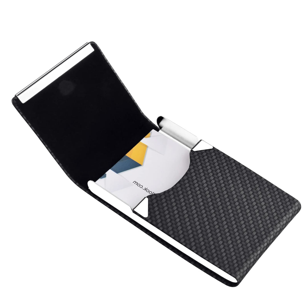 Business Card Holder - Professional Business Card Case Metal Name Card Holder Pocket Business Card Carrier for Men & Women with Magnetic Shut (bz-Black)
