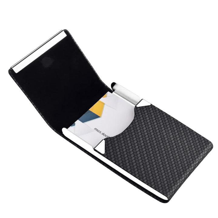 Business Card Holder - Professional Business Card Case Metal Name Card Holder Pocket Business Card Carrier for Men & Women with Magnetic Shut (bz-Black)