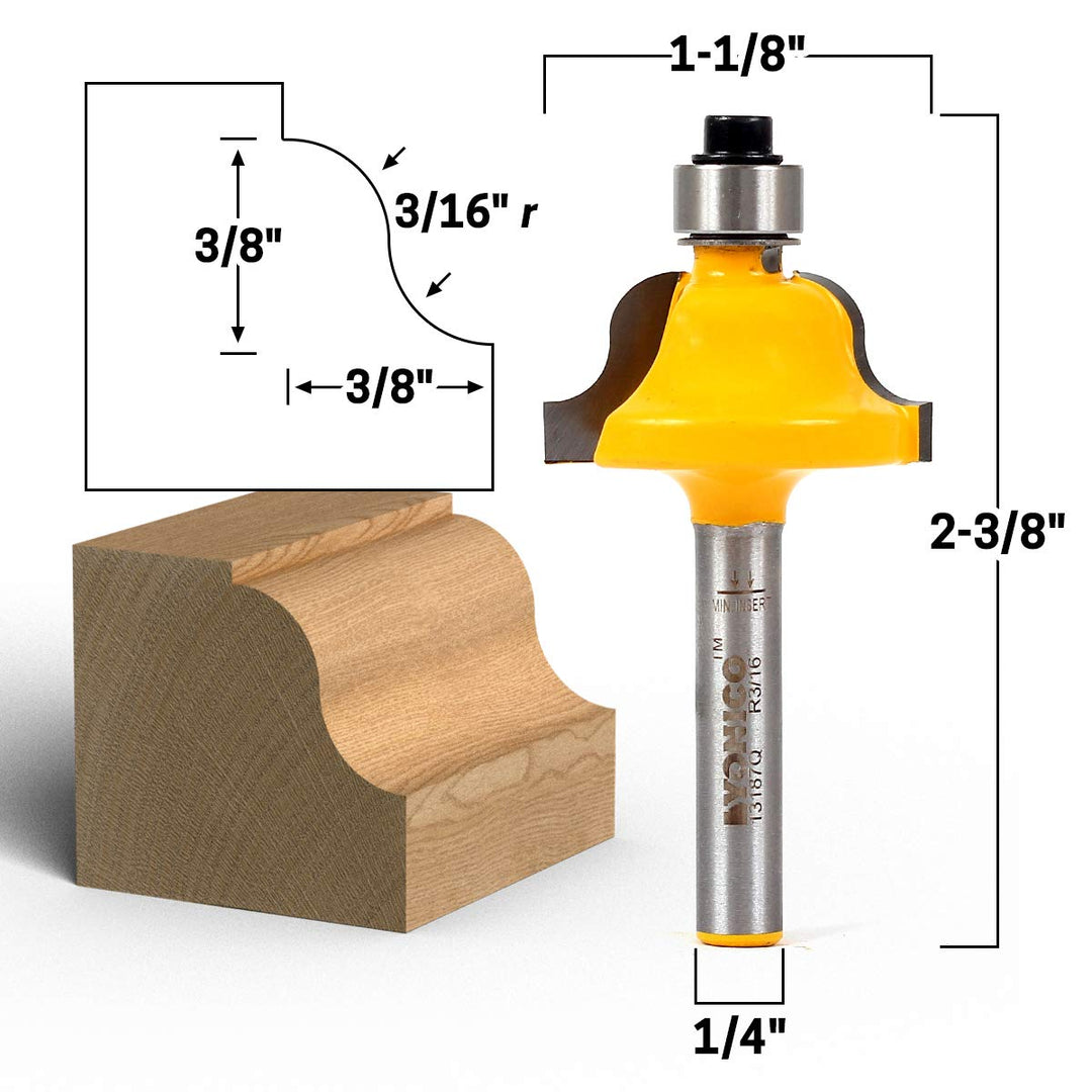 YONICO Roman Ogee Router Bits Edge Forming 3/8-Inch 1/4-Inch Shank 13187q