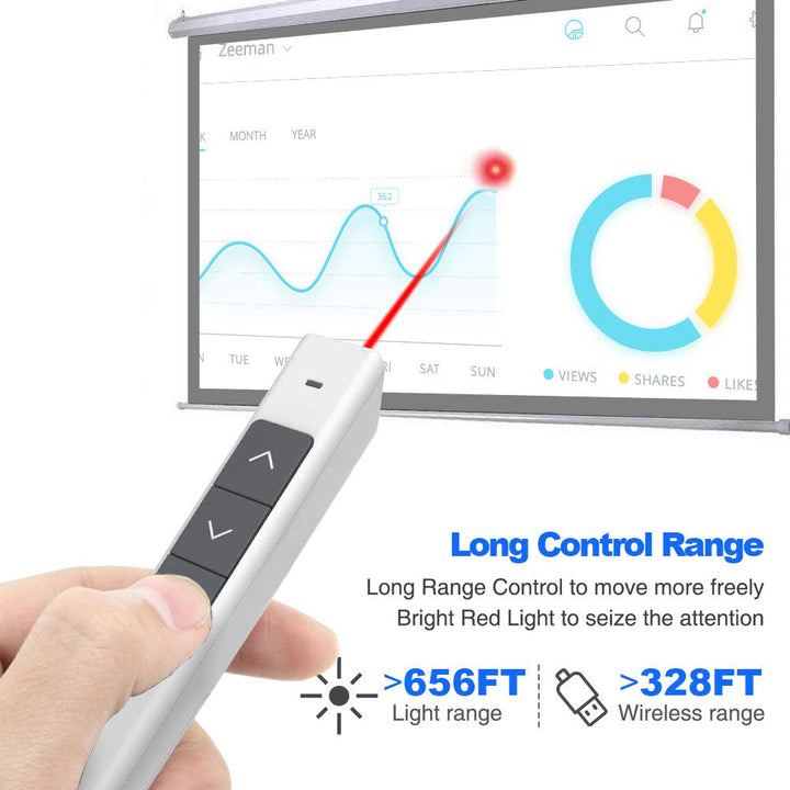 NORWII N26 Wireless Presentation Clicker with Pointer, Presentation Remote, Wireless Presenter for PowerPoint Presentations, PowerPoint clicker (N26-white)