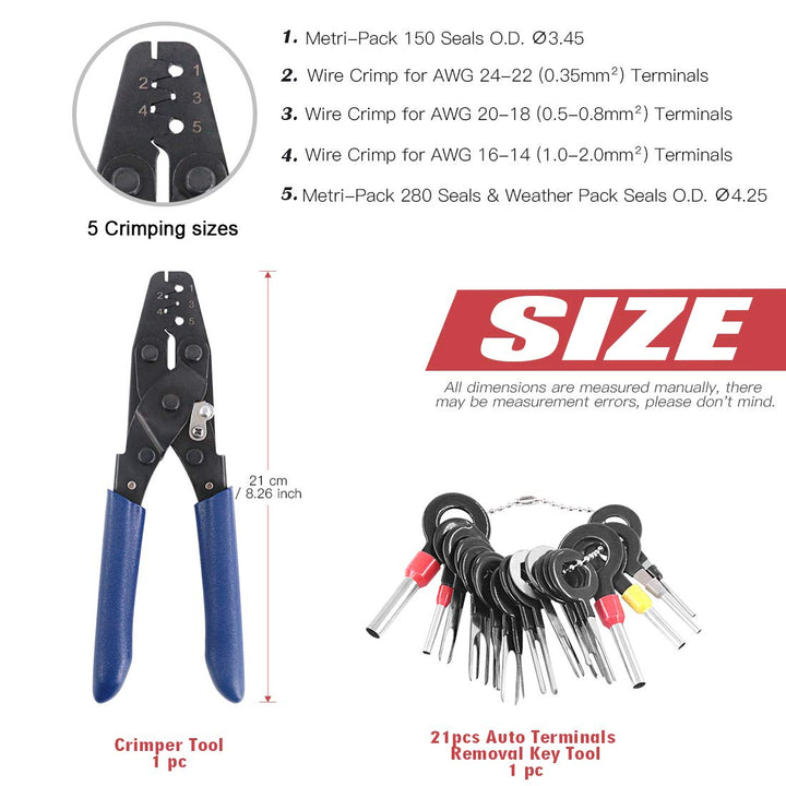 Professional Crimper Tools Wiring Harness Crimping Set for Delphi Packard Weather Pack Terminals and Metri-Pack Connectors with Electrical Wiring Crimp Connectors Auto Terminals Pin Extractor