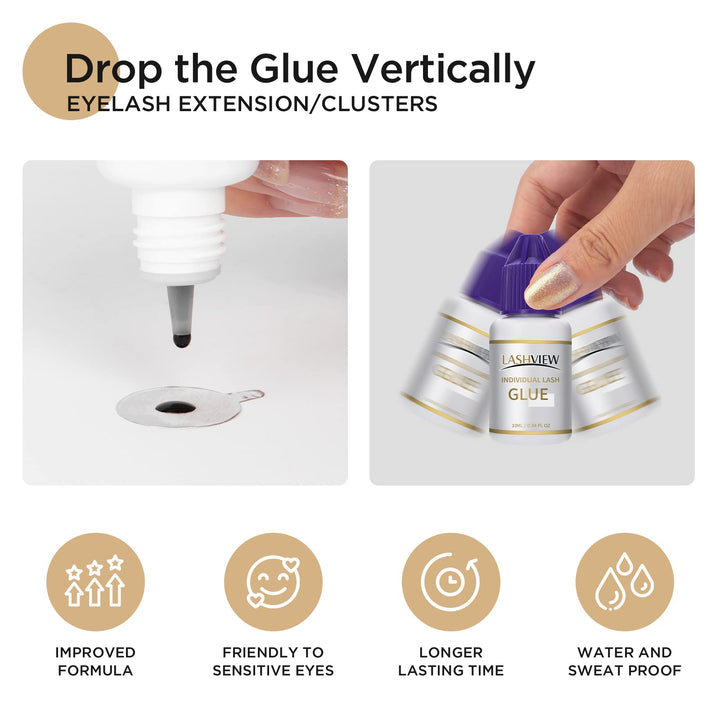 Individual Lash Glue,DIY Lash Extension Glue,Black Eyelash Glue Adhesive for Individual Cluster Lashes,10ML