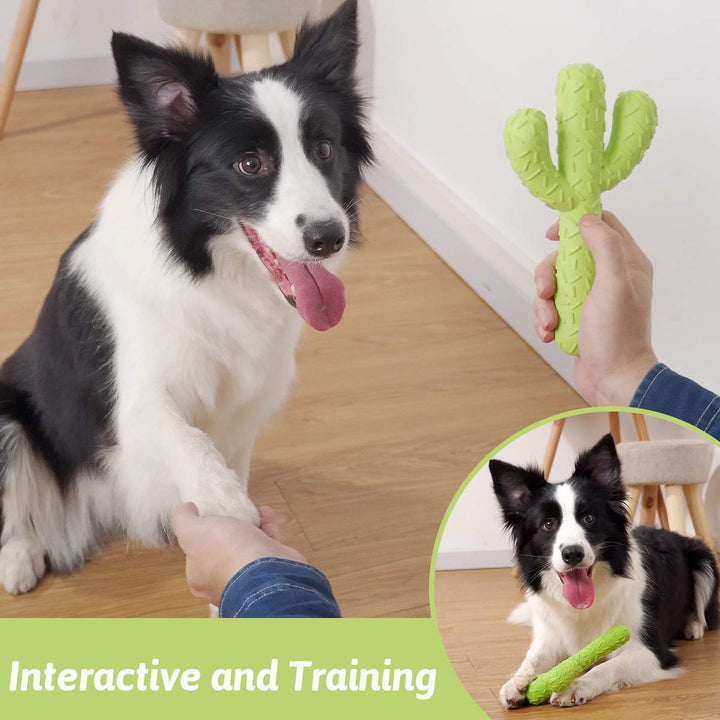 Dog Chew Toys for Aggressive Chewers, Durable Rubber Cactus Tough Toys for Training and Cleaning Teeth, Interactive Dog Toys for Small/Medium Dog