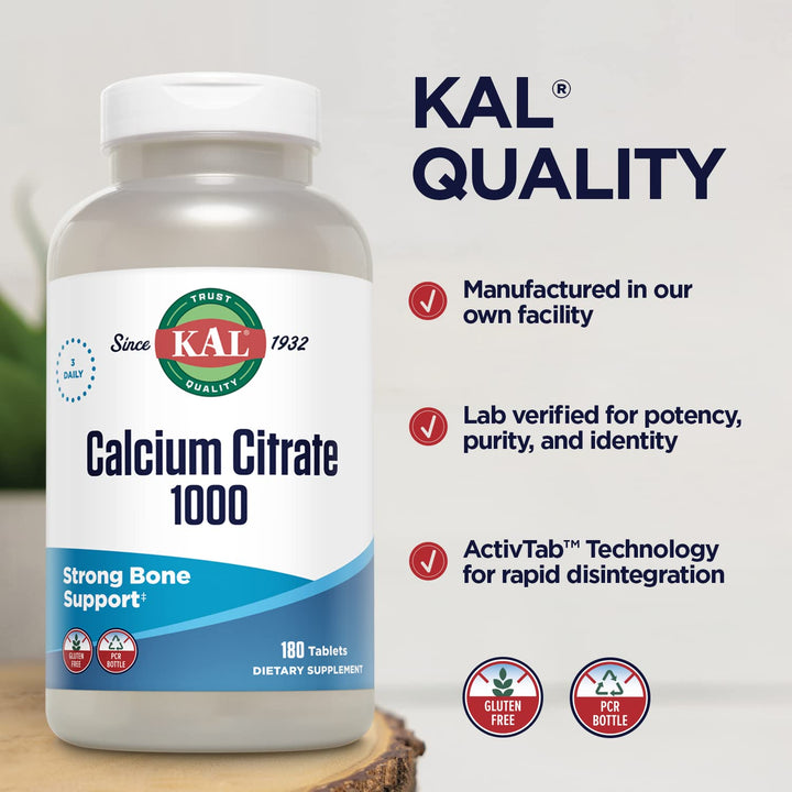 , Calcium Citrate 1000, 180 Tablets Cal-14126 (1000 mg)