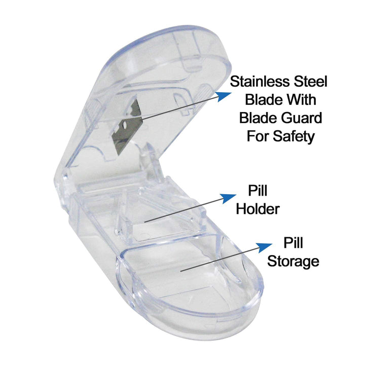 Carex Pill Organizer and Pill Cutter Combo Kit - Weekly Medicine Organizer Pill Case with Pill Crusher - 7 Day Pill Organizer and Pill Cutter for Easy Storage and Consumption