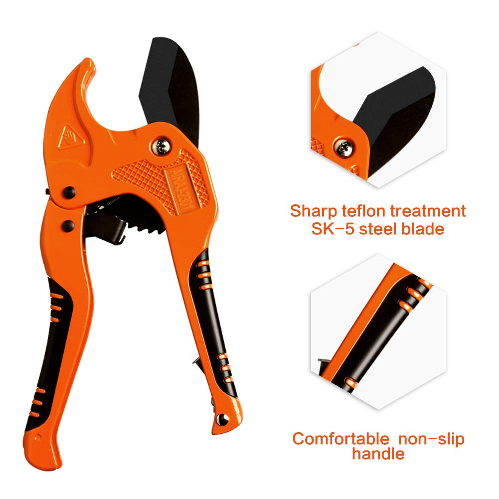 - PVC Pipe Cutter | Cuts up to 1-5/8 (1.6'') | Ratcheting PVC Cutter Tool | PEX Pipe Cutter | V Shaped SK5 Steel Blade | For cutting PVCCPVCPPPEXPE Plastic Pipes