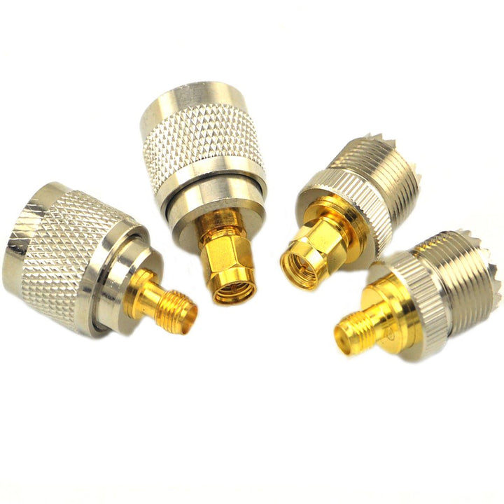 SMA to UHF RF Coaxial Extension Converter CB Connector kit SMA PL259 SO239 VHF Crimp Coax Adapter for Ham Radio Antenna Walkie Talkie Radio Pack of 4