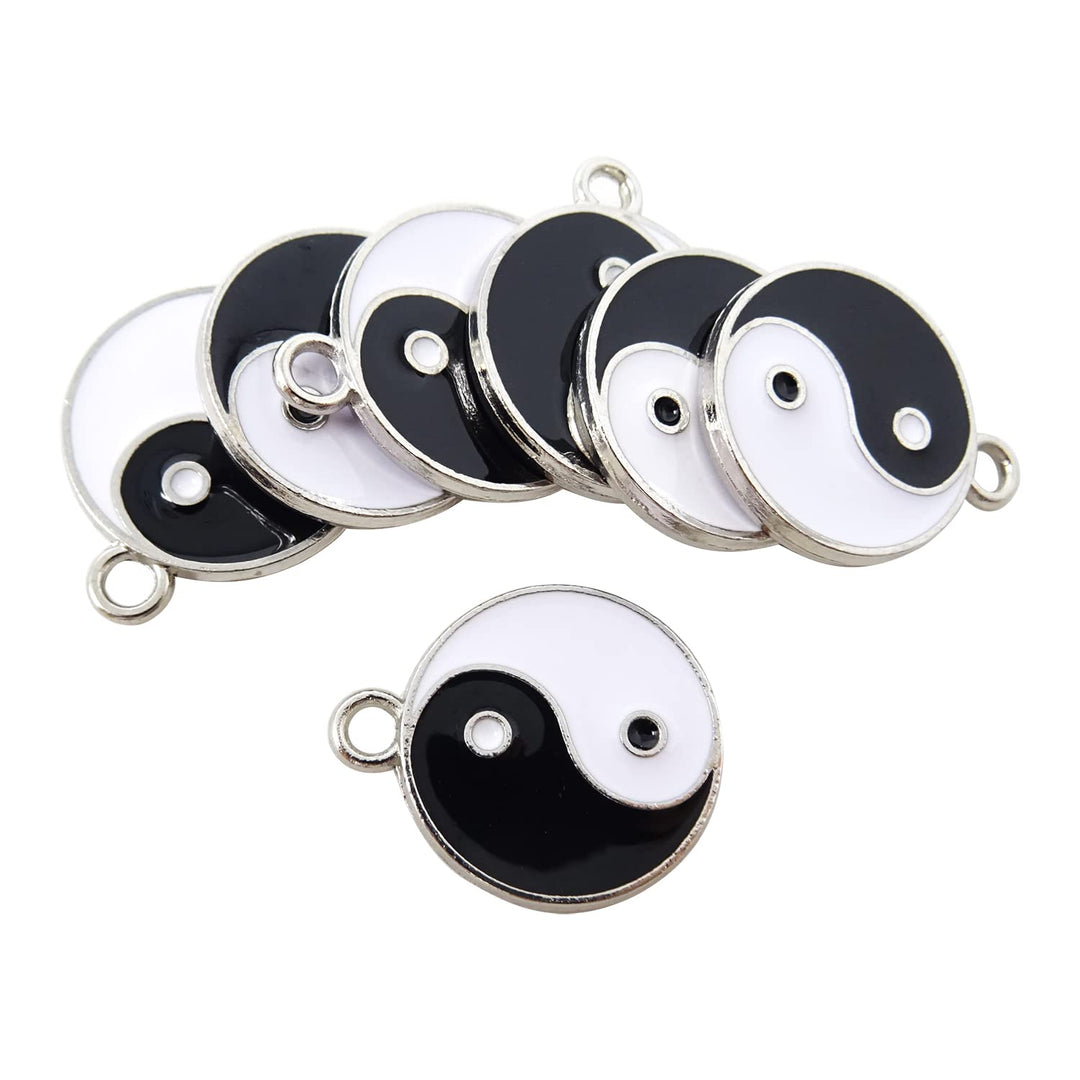 20pcs Double Sided Enamel Alloy Gossip Pattern Yin Yang Charms Pendant, Yoga Meditation Pendants, for Earrings Necklace Bracelet Jewelry Making and DIY Crafts