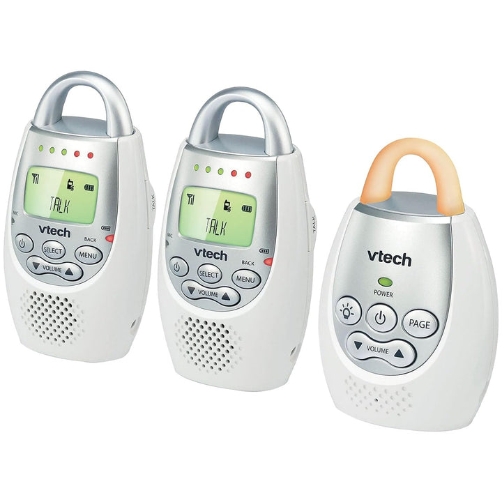 DM221-2 Audio Baby Monitor with up to 1,000 ft of Range, Vibrating Sound-Alert, Talk Back Intercom, Night Light Loop & Two Parent Units, White