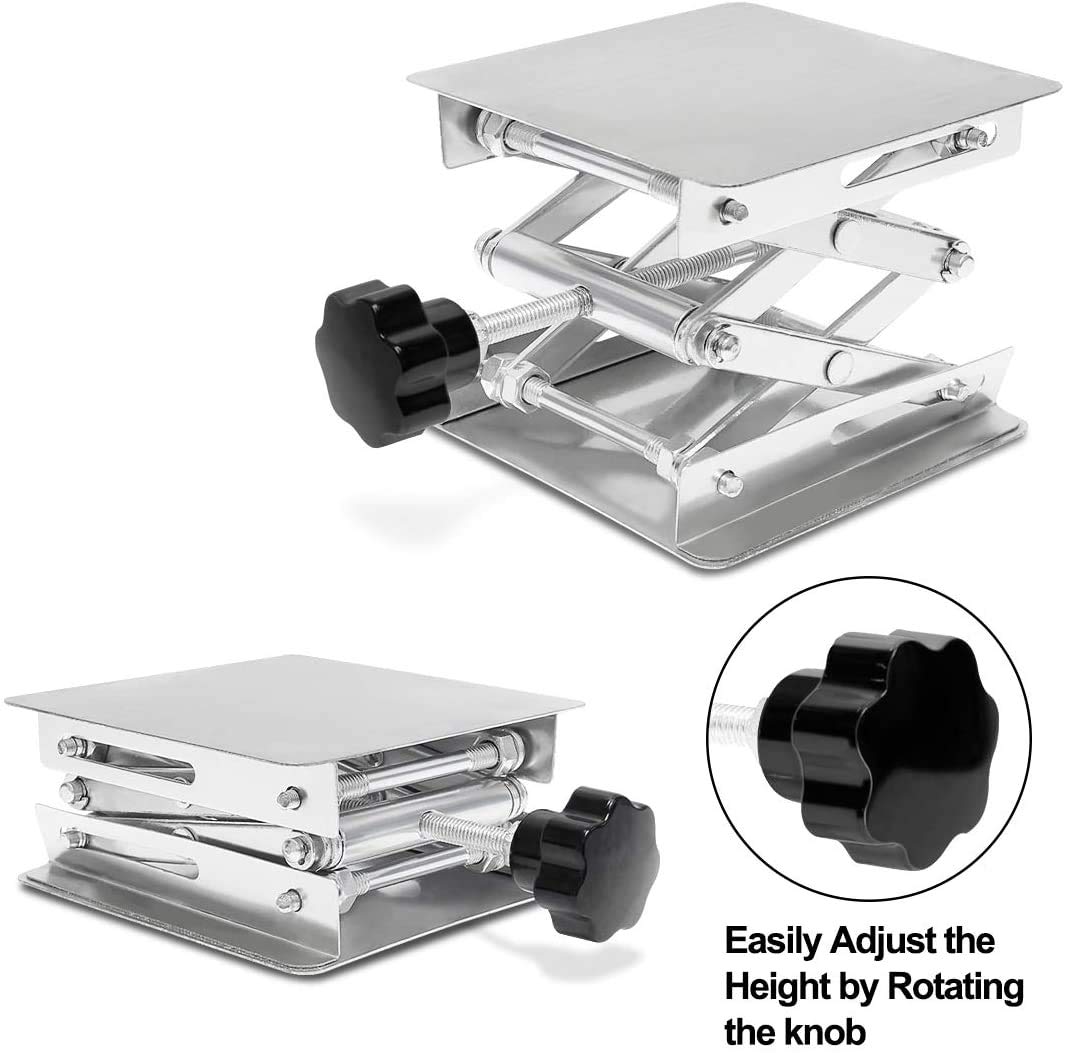 8 x 8 Lab Scissor Jack, 200mm Stainless Steel Laboratory Lifting Platform Lab Lift Table Lab Jack Stand Rack Scissor Lab-Lift Lifter, Height Range from 85mm to 280mm Load Capacity 15Kg/33lbs