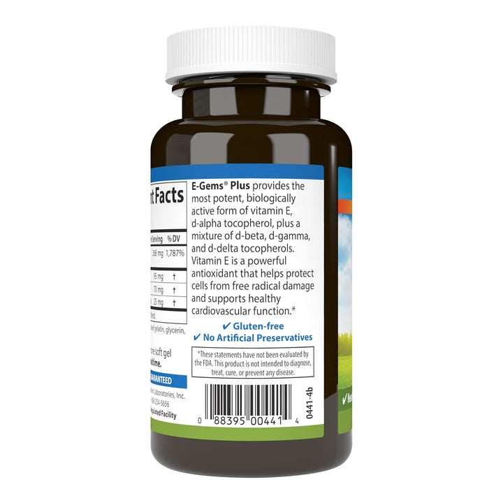- E-Gems Plus, 400 IU (268 mg), Natural-Source Vitamin E, Optimal Wellness, 100 Soft Gels