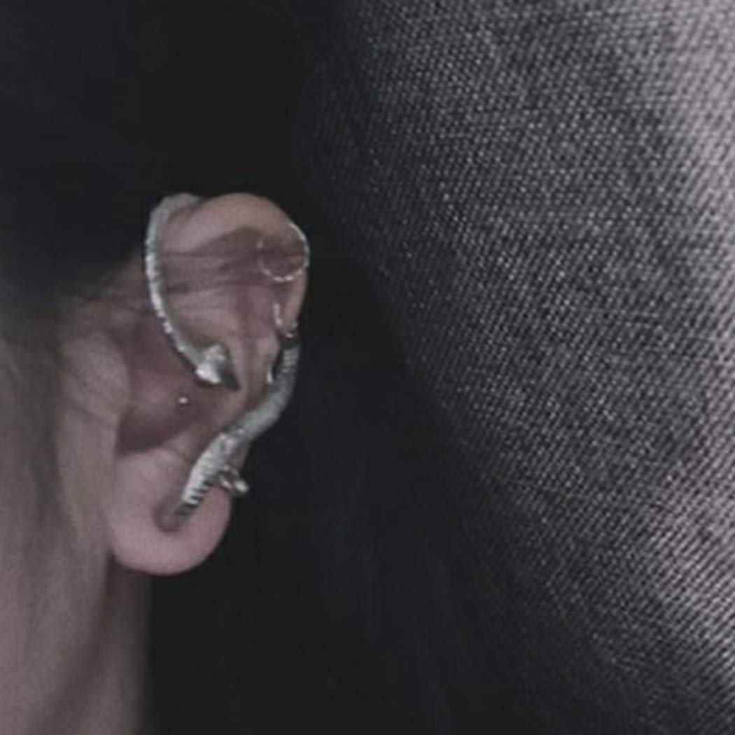 Zehope Punk Snake Climber Earrings Silver Ear Cuff Earring Snake Stud Earrings for Teen Girls