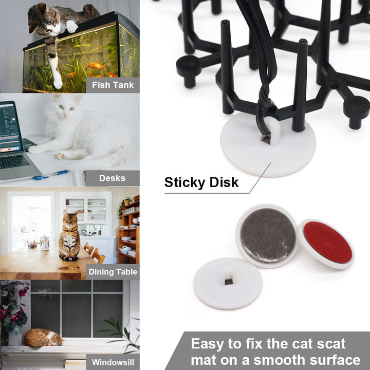 Ley's 12 Pack Cat Deterrent Mat, Scat Mat for Cats with Spikes, Cat Repellent Indoor Furniture, Outdoor Garden Fence Animal Barrier