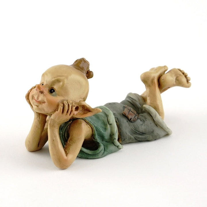 Miniature Fairy & Terrarium Garden Pixie in Thought Statue, Small, Blue, Grey, White Flesh