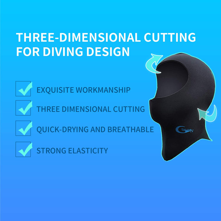 Diving Hood - Neoprene Wetsuit Dive Hood 3MM 5MM for Men Women Dive Cap Surfing Thermal Hood for Water Sports