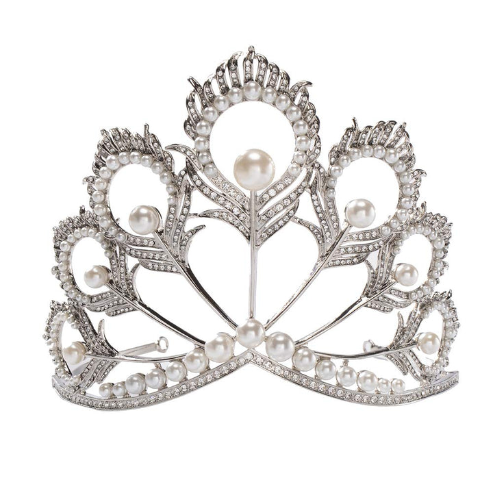 Prom Princess Crown Pearl Tiara Rhinestone Tiara Pageant Queen Crown Wedding Hair Jewelry