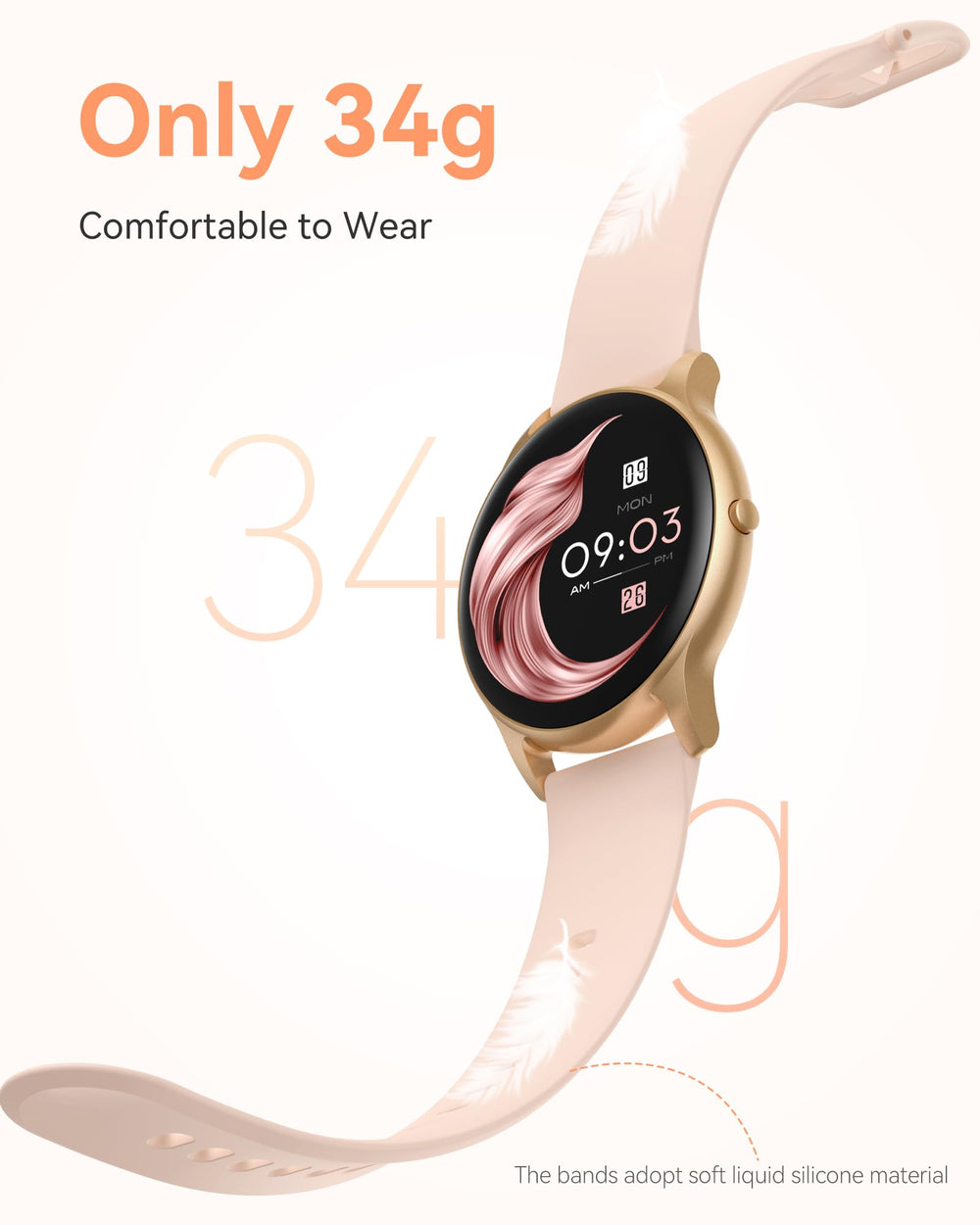Smart Watch for Women, 5ATM Waterproof Smartwatch for Android and iOS Phones, Fitness Tracker Watch with 100+ Sports Modes, Heart Rate Monitor Pedometer Sleep Monitor, Pink