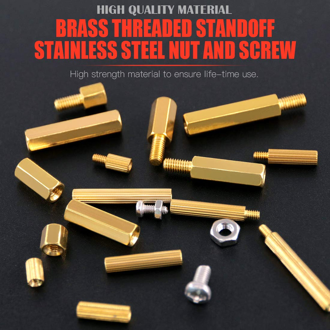 240pcs M2 and M3 Brass Spacer Standoff Screw Nut Assortment Kit