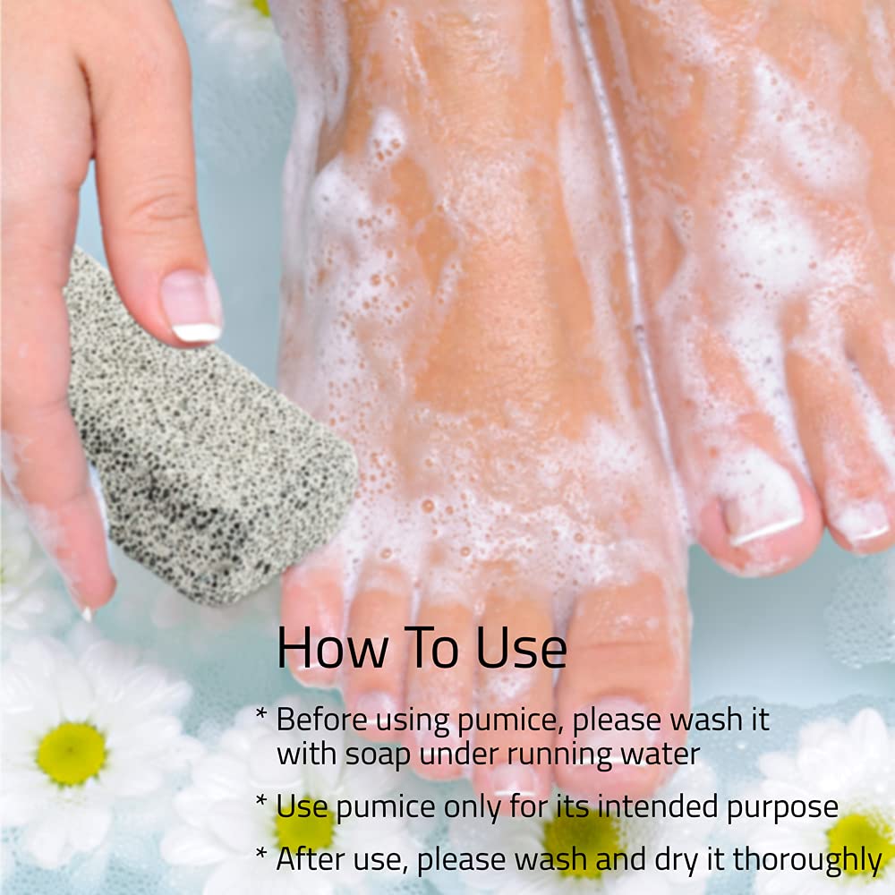 Jairestone Pumice Stone for Feet - 2 Pack Lava Stones - Callus Remover and Foot Scrubber - Exfoliating Rock for Hard, Dry and Dead Skin on Heels (White)