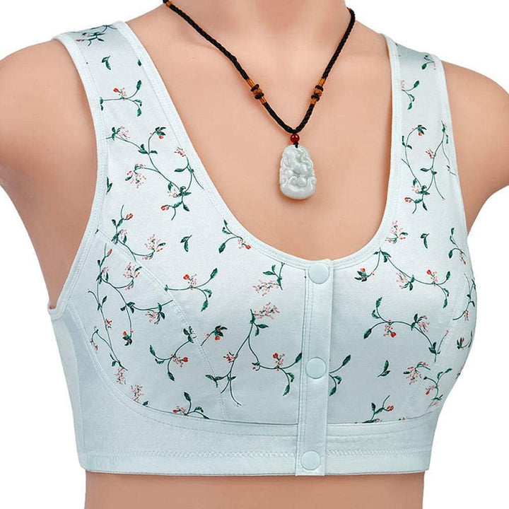 Front Button Bra, Convenient Front Button Bra,Front Closure Sports Bras Women Cotton Ultra Soft Cup,Everyday Sleep Bras,Front Closure Cotton Sports Bras for Women Girls (Light Green,36)