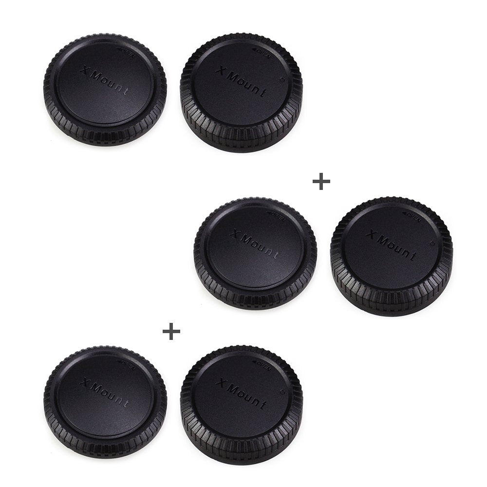 Camera Rear Lens Cap & Body Cap Cover for Fuji Fujifilm X Mount Camera X-M5 X-T50 X-T30 II X-T5 X-T4 X-T3 X-PRO3 X-PRO2 X-H2 X-H2S X-S20 X-S10 X-E4 X-E3 X-A5 X-A10 X-T200 X-T100-3 Packs