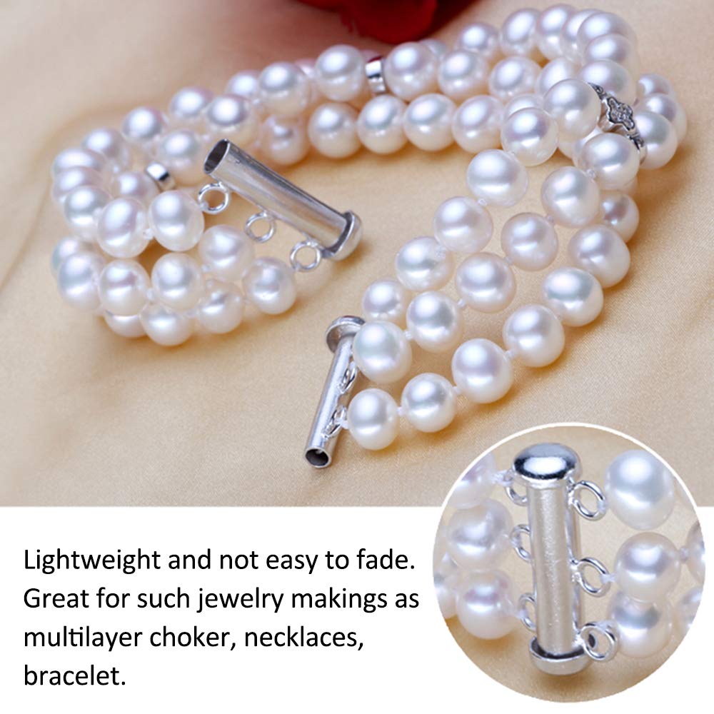 Layered Necklace Spacer Clasp, 3 Strands Necklaces Slide Magnetic Tube Lock with Lobster Clasps, Jewelry Clasps Connectors for Layered Bracelet Jewelry Crafts Necklace, 2 Pack Gold and Sliver