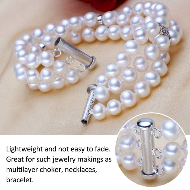 Layered Necklace Spacer Clasp, 3 Strands Necklaces Slide Magnetic Tube Lock with Lobster Clasps, Jewelry Clasps Connectors for Layered Bracelet Jewelry Crafts Necklace, 2 Pack Gold and Sliver