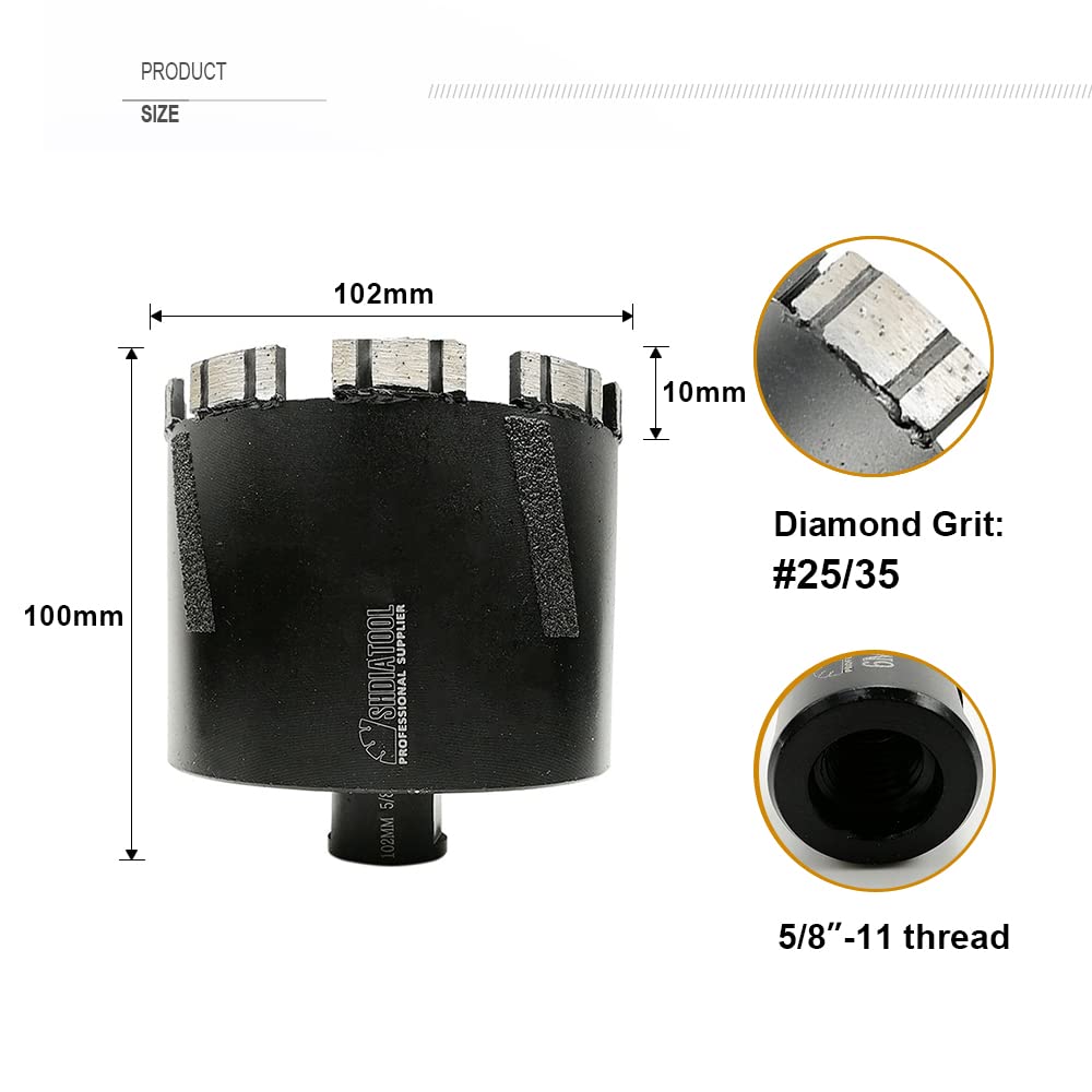 Diamond Core Drill Bits 4 Inch for Hard Stone Concrete Marble Granite Brick Laser Welded Dry or Wet Hole Saws 102mm