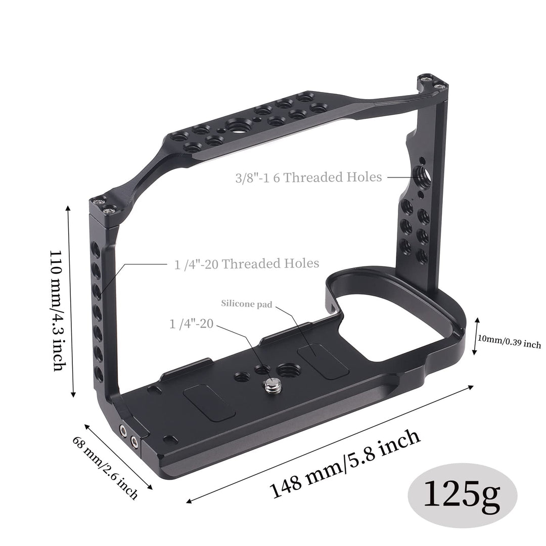 Camera Cage Video Filmmaking Stabilizer Rig Aluminium Alloy Extension Frame with Cold Shoe and 1/4 3/8 Screw Mouting for Fujifilm X-H2/X-H2S Camera